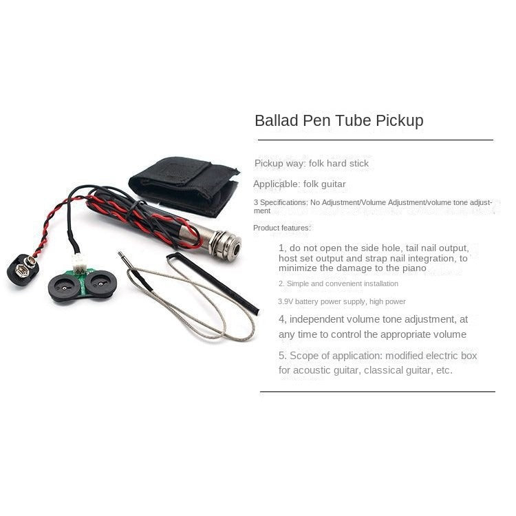 Pen tube pickup original sound acoustic guitar sound hole pickup folk guitar free hole tail nail pickup hard stick
